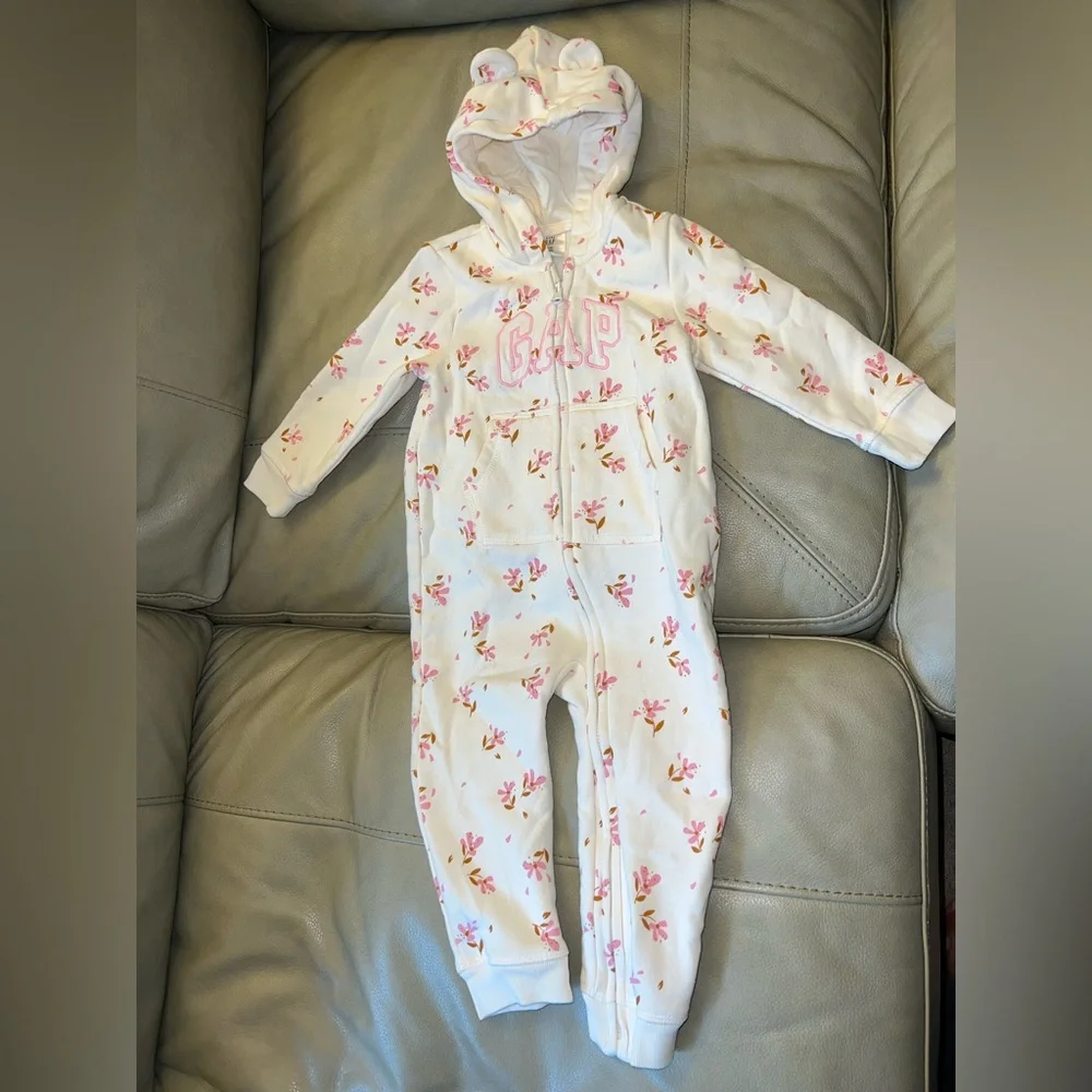 Baby GAP Floral Hooded Onesie 18-24 months - Picture 2 of 9